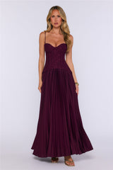 Antique Roses Lace Maxi Dress Wine