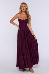 Antique Roses Lace Maxi Dress Wine