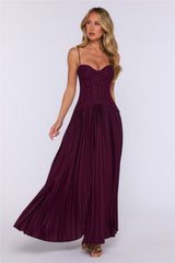 Antique Roses Lace Maxi Dress Wine